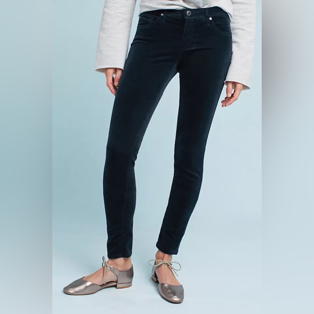 AG Adriano Goldschmied the Legging skinny velour/velvet navy/dark blue Jean 27R